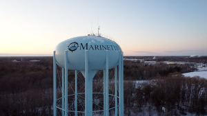 Water Tower in Marinette from above