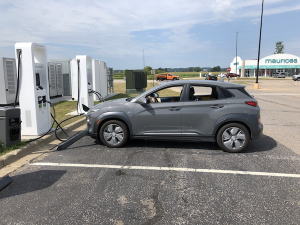 EV at charging station in Wisconsin
