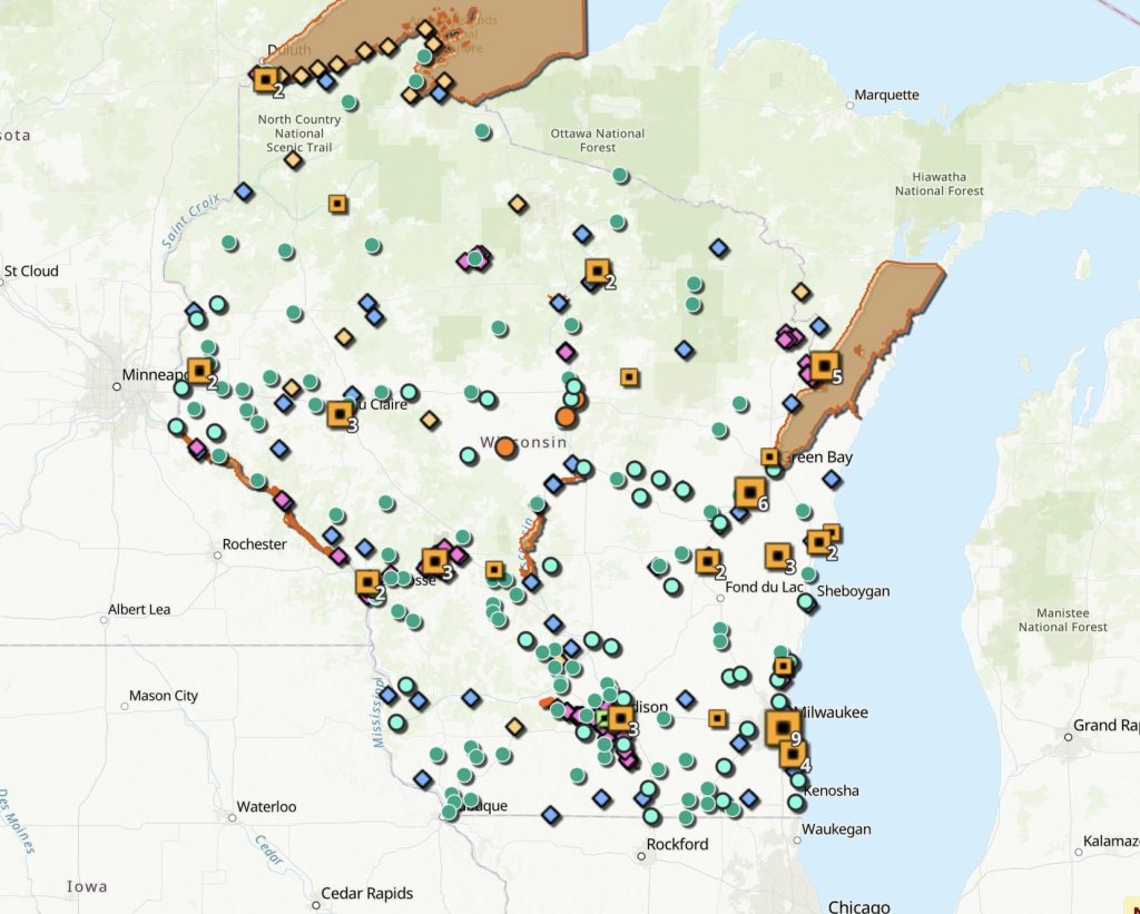 Image of Interactive Data Viewer produced by the WI DNR