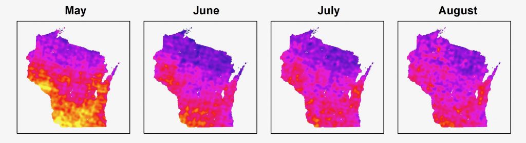 Monthly ammonia images May, June, July