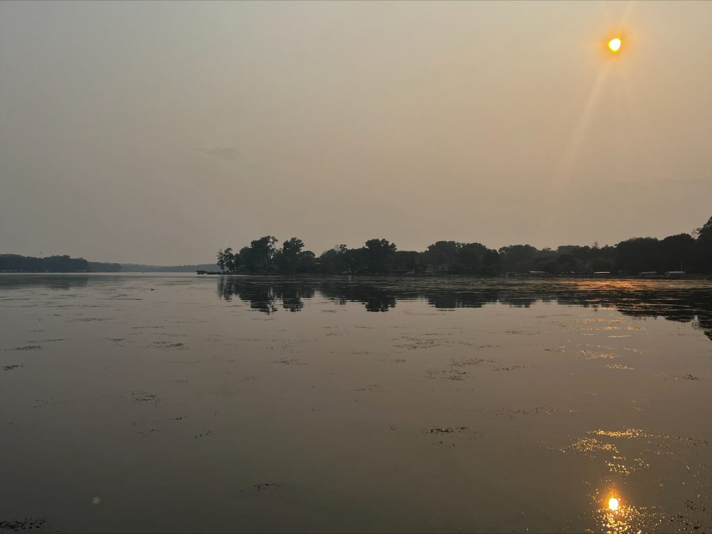 Wildfire smoke over Lake Monona