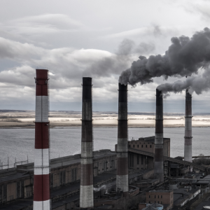 Smoke stacks spewing pollution