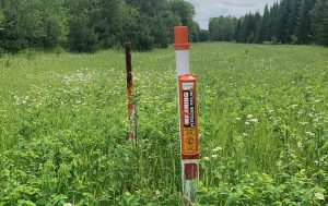 Line 5 marker in field near Ashland, Wis.