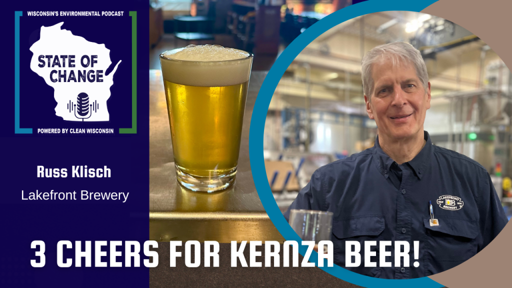 Photo of Kernza Beer and Russ Klisch, owner of Lakefront Brewery