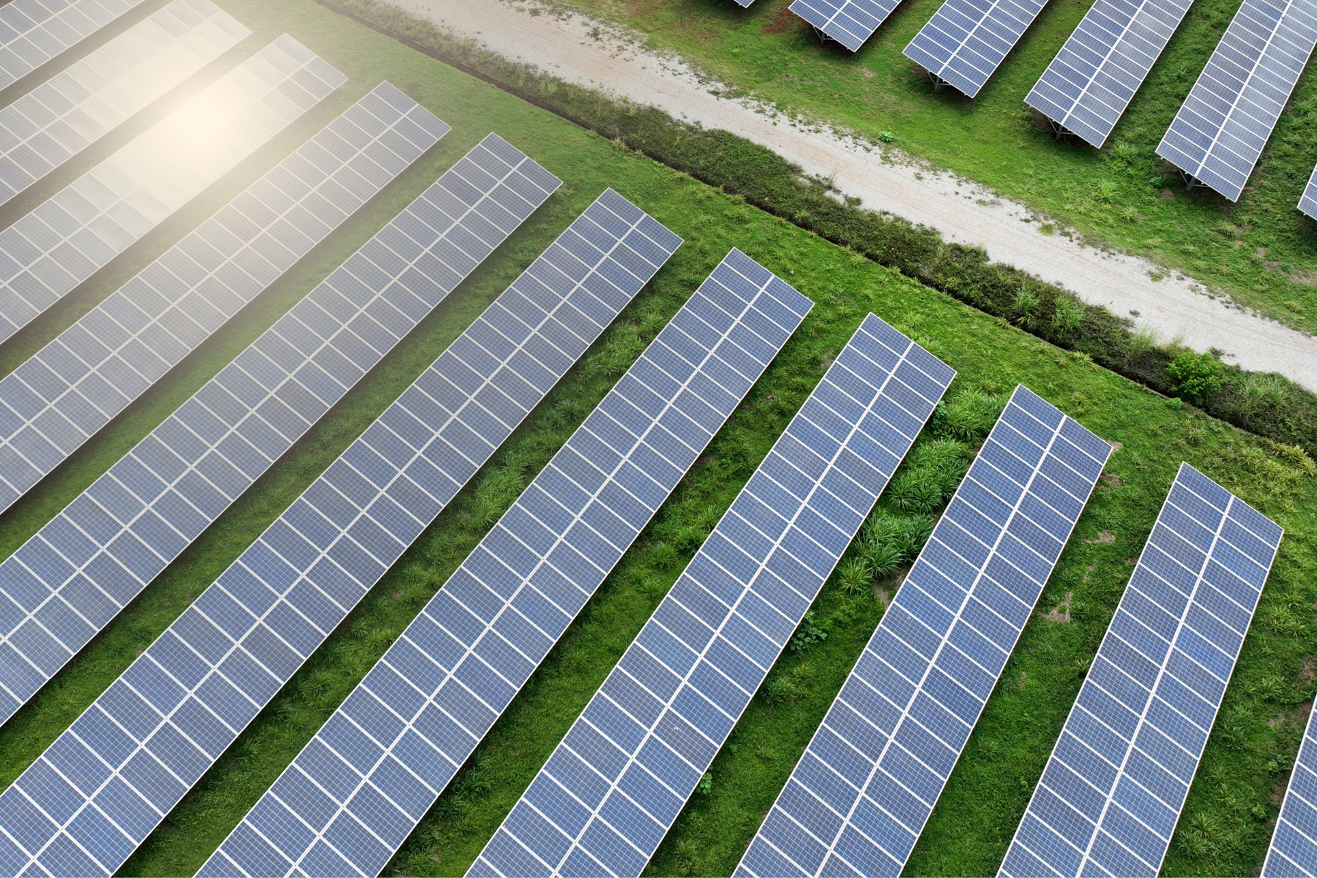 Solar farm aerial view